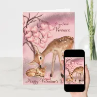 Pink baby deer Valentine Card