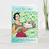 Retro Lady Vintage Cake Birthday Card