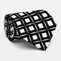 Trendy Black & White Op Art Geometric Pattern Neck Tie