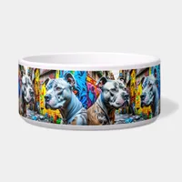 Urban Pitbull City Graffiti Street Art Colorful Bowl