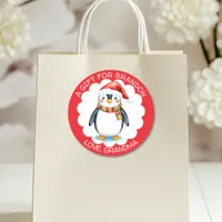 Cute Watercolor Christmas Penguin Gift Tag