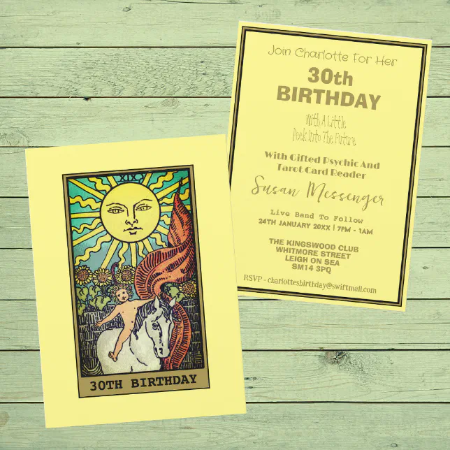 The Sun Tarot Card 30th Birthday Party Invitation