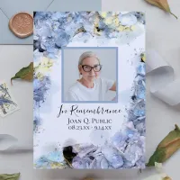 Blue Hydrangea Flower Watercolor Death Anniversary Invitation