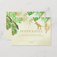 Watercolor Dinosaur Baby Shower Diaper Raffle Card