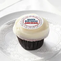 Happy Birthday America Patriotic Stars Pattern Edible Frosting Rounds