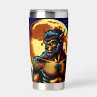 Comic Book Style Werewolf in Front of Full Moon Insulated Tumbler