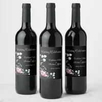 Elegant Floral Wedding Soft Botanical Romance Wine Label