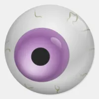 Purple Bloodshot Zombie Eyeball Halloween Classic Round Sticker