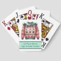 1st Place Winner Ugly Sweater Contest Pink Green Jumbo Poker Cards