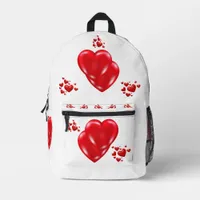 Simple Red Hearts on White Happy Valentine's Day | Printed Backpack