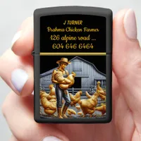 Caring for Cochin Chickens on a Sunny Farm Day Zippo Lighter