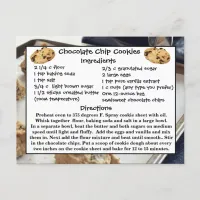 Chocolate Chip Cookies Recipe Card  Postcard