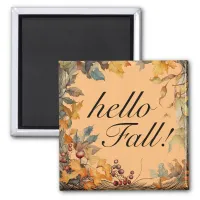 Orange "hello Fall!" Autumn Leaves  Magnet