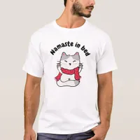 Namaste In Bed Funny Winter Kitty Yoga T-Shirt