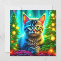 Personalized Christmas Kitten and Christmas Trees