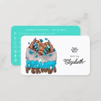 Chic Turquoise African American Nail Salon Business Card