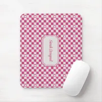 Pink Checkers & Hearts Mouse Pad