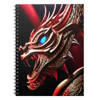 Fire breathing dragon red and gold scales notebook