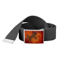 Majestic Horse in Asian Floral Tapestry Belt