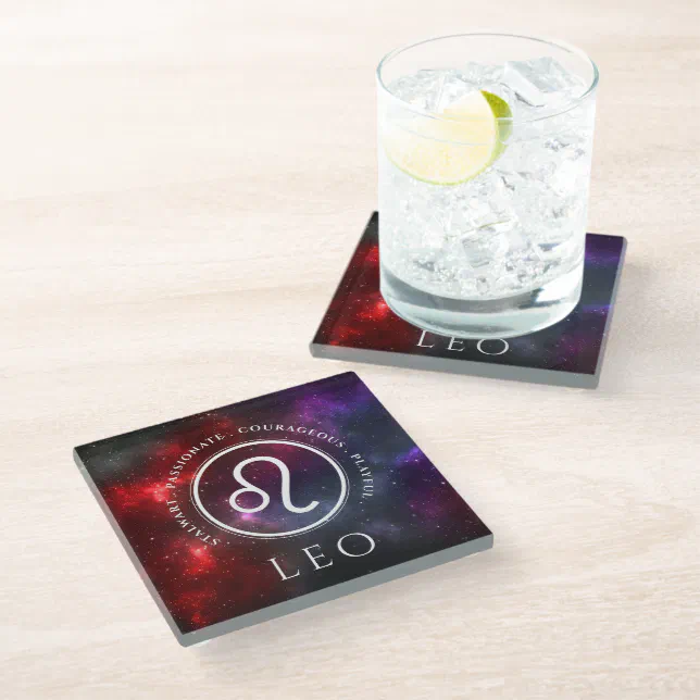 Starfield Leo Lion Western Zodiac Glass Coaster