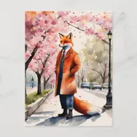 Red Fox Morning Walk in the Spring City Postcard