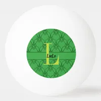 Green Hearts Monogram and Name Custom Ping Pong Ball