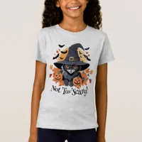 Black Cat in Witch Hat Halloween T-Shirt