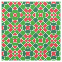 Green Red and White Christmas Geometric Pattern Fabric