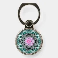 Turquoise and Pink Mandala Abstract Colorful  Phone Ring Stand