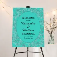 Elegant Daisies Turquoise Wedding Welcome Sign