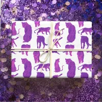 Hot Pink and Purple Lions, Tigers Wrapping Paper Sheets