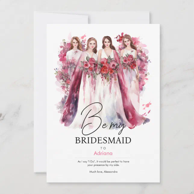 Be my Bridesmaid in Watercolor | Wedding Invitation