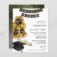 Budget Black and Gold Balloons Photo Graduation