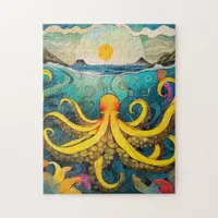 Yellow Octopus Jigsaw Puzzle