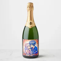 Cute Anime Themed Wedding  Sparkling Wine Label