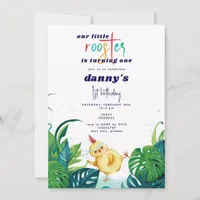 Watercolor Rooster Any Age Boy 1st Birthday Party Invitation