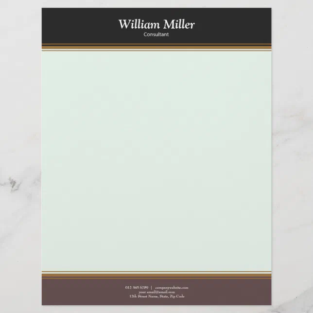 Modern Minimalist Black Brown Stripes Letterhead