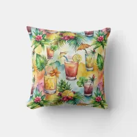 Tropical Drink Vacation Throw Pillow