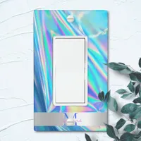 Monogram Iridescent Holo Rainbow + Metallic Silver Light Switch Cover