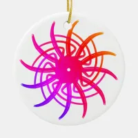 Pink Windmill Doodle Mandala #27  Ceramic Ornament