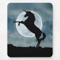 Unicorn Silhouette Full Moon Night Sky, ZKOA Mouse Pad