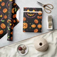 Cute Happy Little Pumpkins Smiling Vibes Wrapping Paper