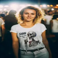 SHHHH... No One Cares Skeletal With Defiant Sign T-Shirt