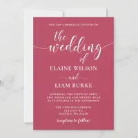 Simple Modern Magenta Wedding Invitation