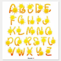 Glitter Yellow Orange Floral Monogram A Z Letters Sticker