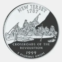 Faux New Jersey State Quarter Classic Round Sticker