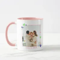 Custom Color Hearts Frame Family Photo Mug