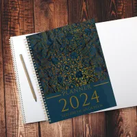 Indigo Gold Classic Elegant Damask Year Planner