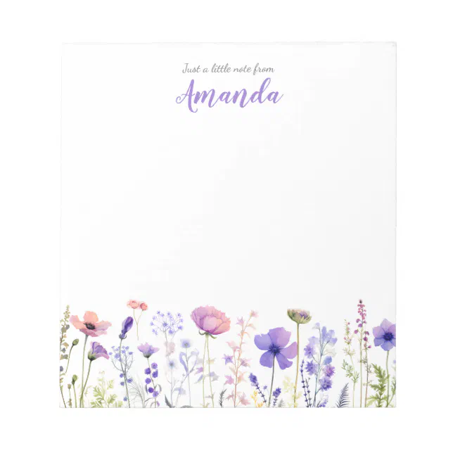 Watercolor Wildflowers Colorful Pastels Nature Notepad