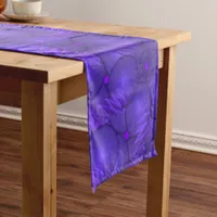 Purple planets, modern fractal pattern short table runner